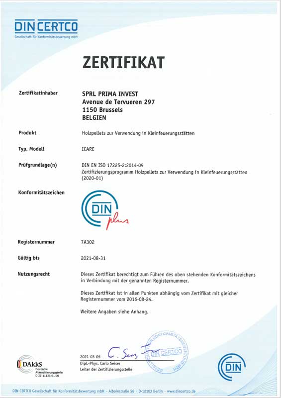 DINplus # 7A302 certificering – Icare