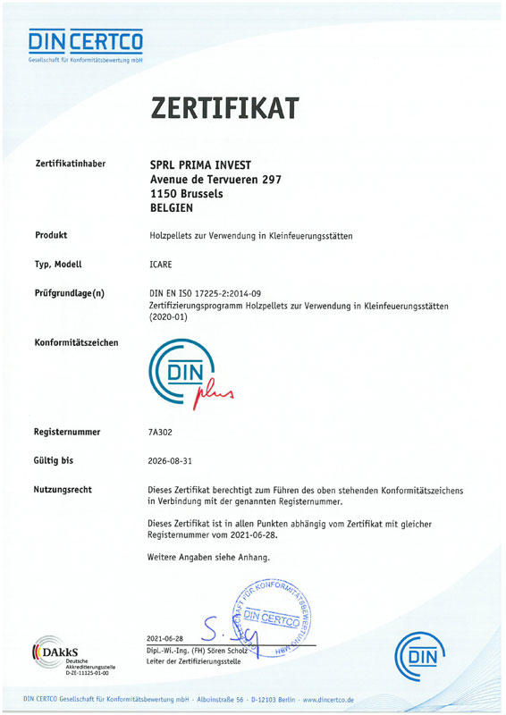 DINplus # 7A302 certificering – Icare